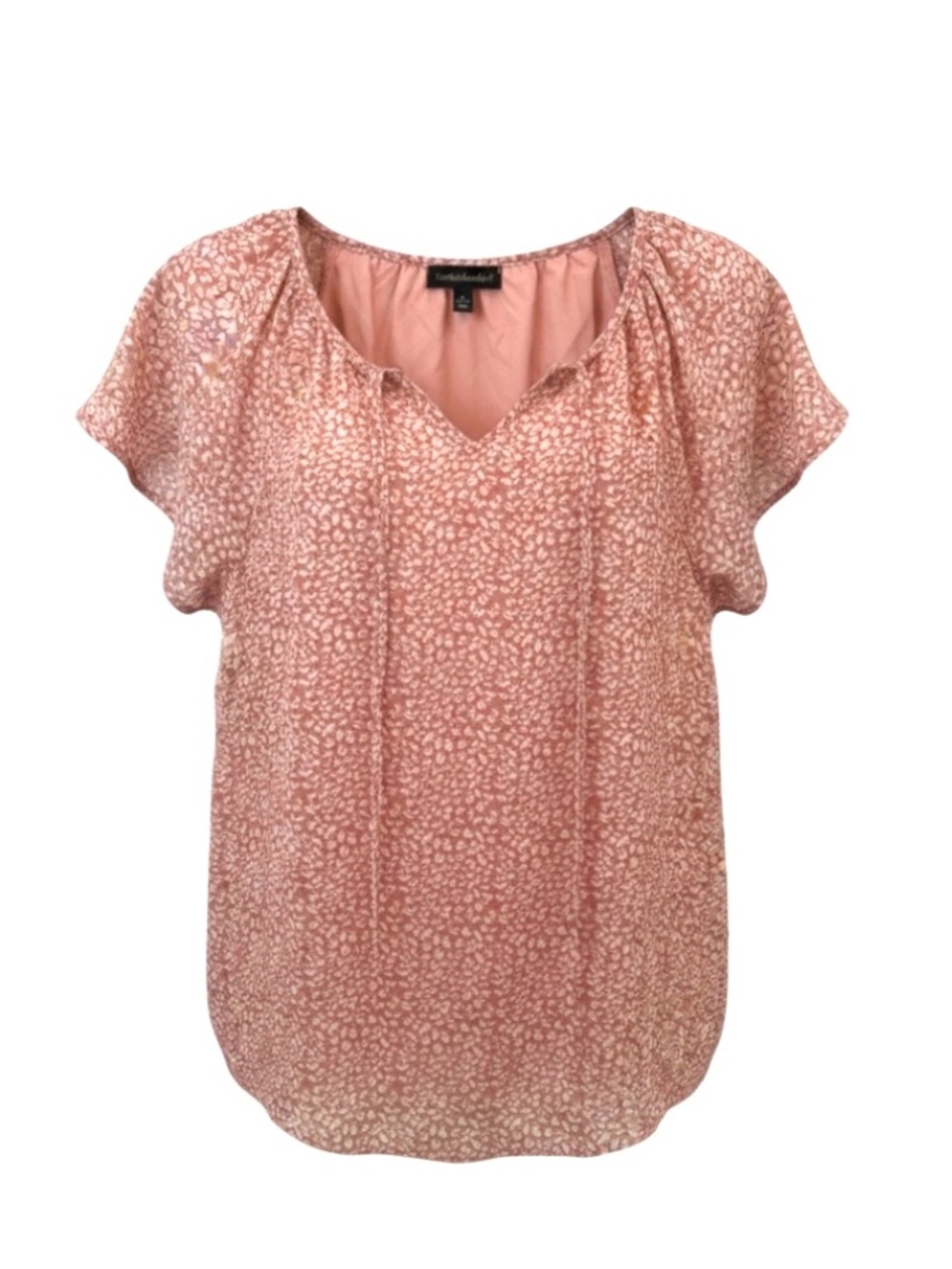 Fantaslook Womens Pink White Shear Overlay Flutter Sleeve Top Size Med NWT